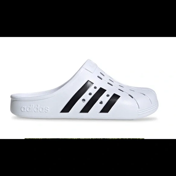 Brand New Adidas Adilette White/Black Clog sz 7 & 8 women left - Picture 6 of 11